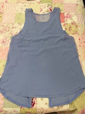 Women’s LULULEMON Split Back Light Blue Sheer Tank Top~Size Medium
